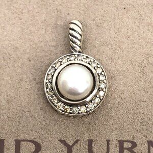 David Yurman Petite Cerise Sterling Silver 925 Diamond & Pearl Pendant